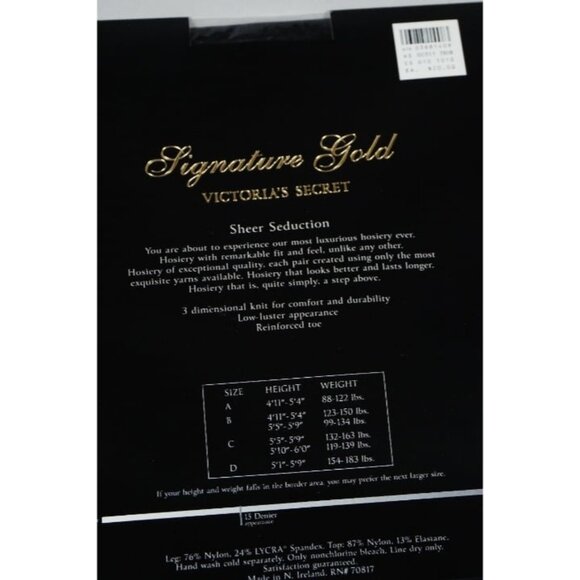 NEW!! Victoria's Secret Signature Gold Sheer Seduction BLACK Size A - Picture 4 of 4